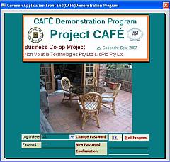 Opening screen of a CAFE compliant document. The Log-in screen.